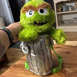 Sesame Street Oscar the Grouch Plush Bag - Green and Silver